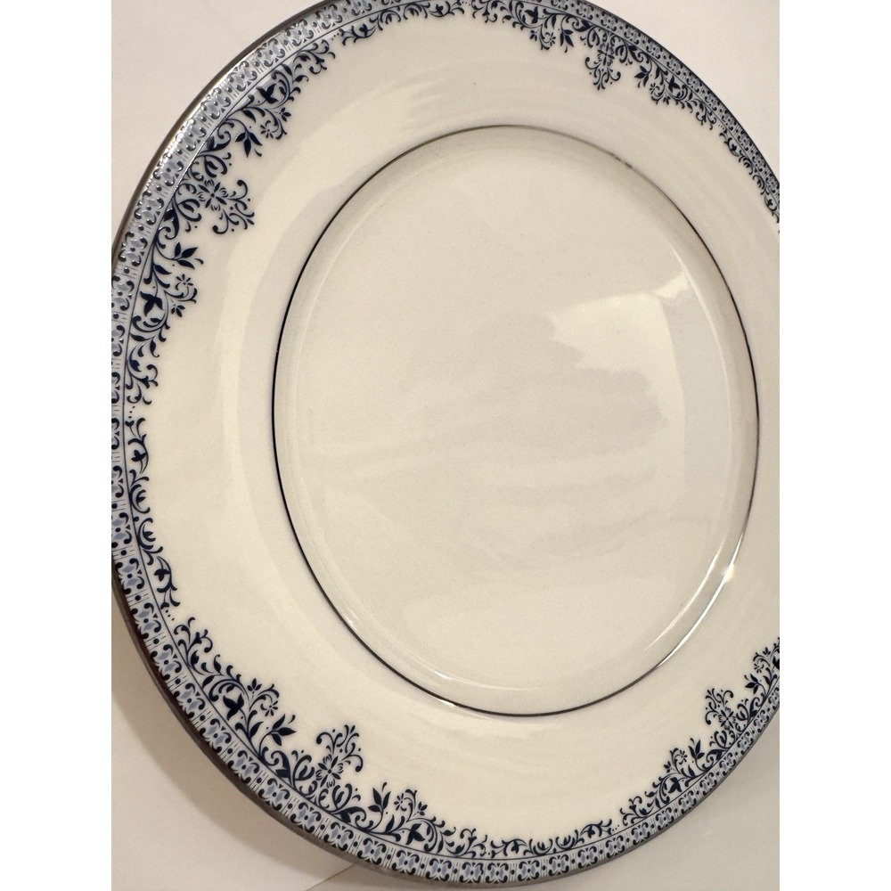 Noritake Charleston 7148 Bread Plates Ivory Blue Filigree Platinum Trim - Picture 2 of 4